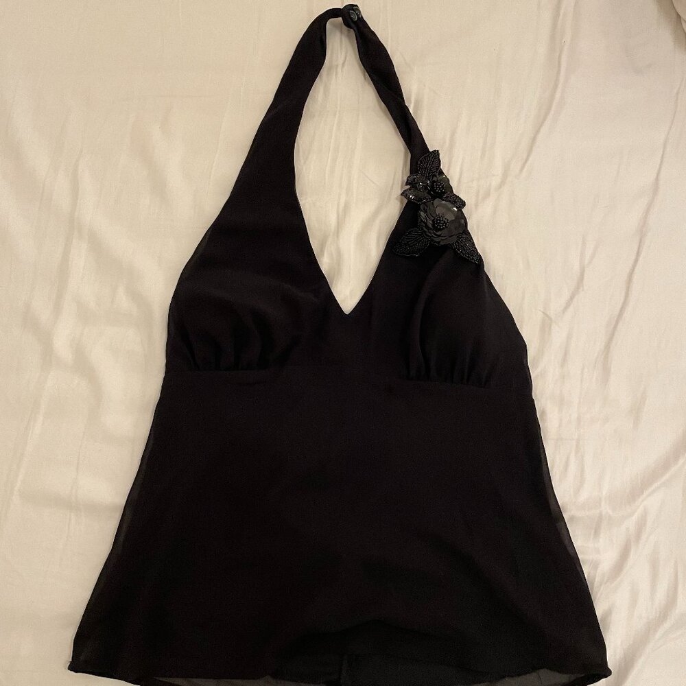 Vintage halter top beaded flower